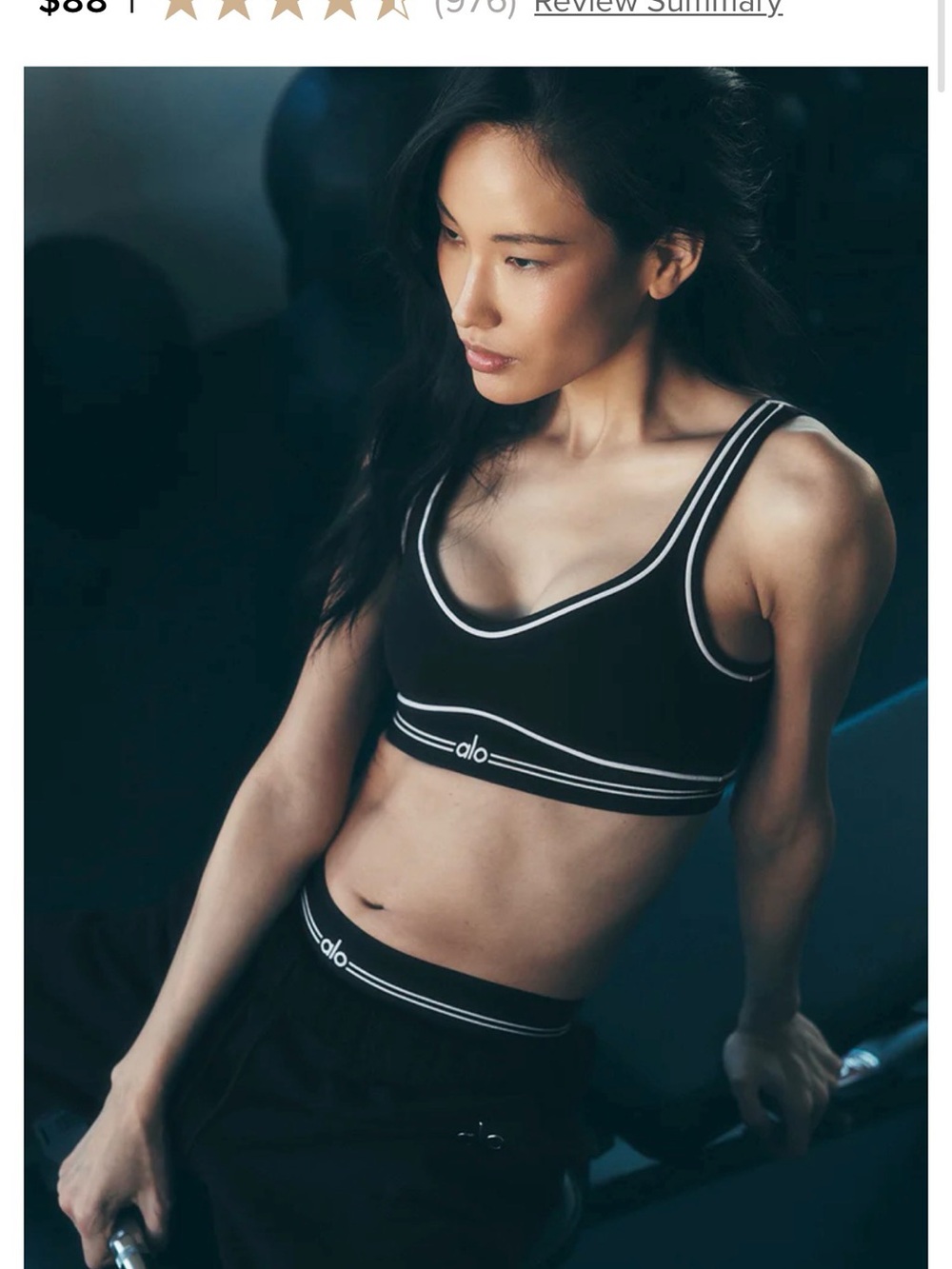 Alo Yoga Black Airbrush Heart Throb Sports Bra